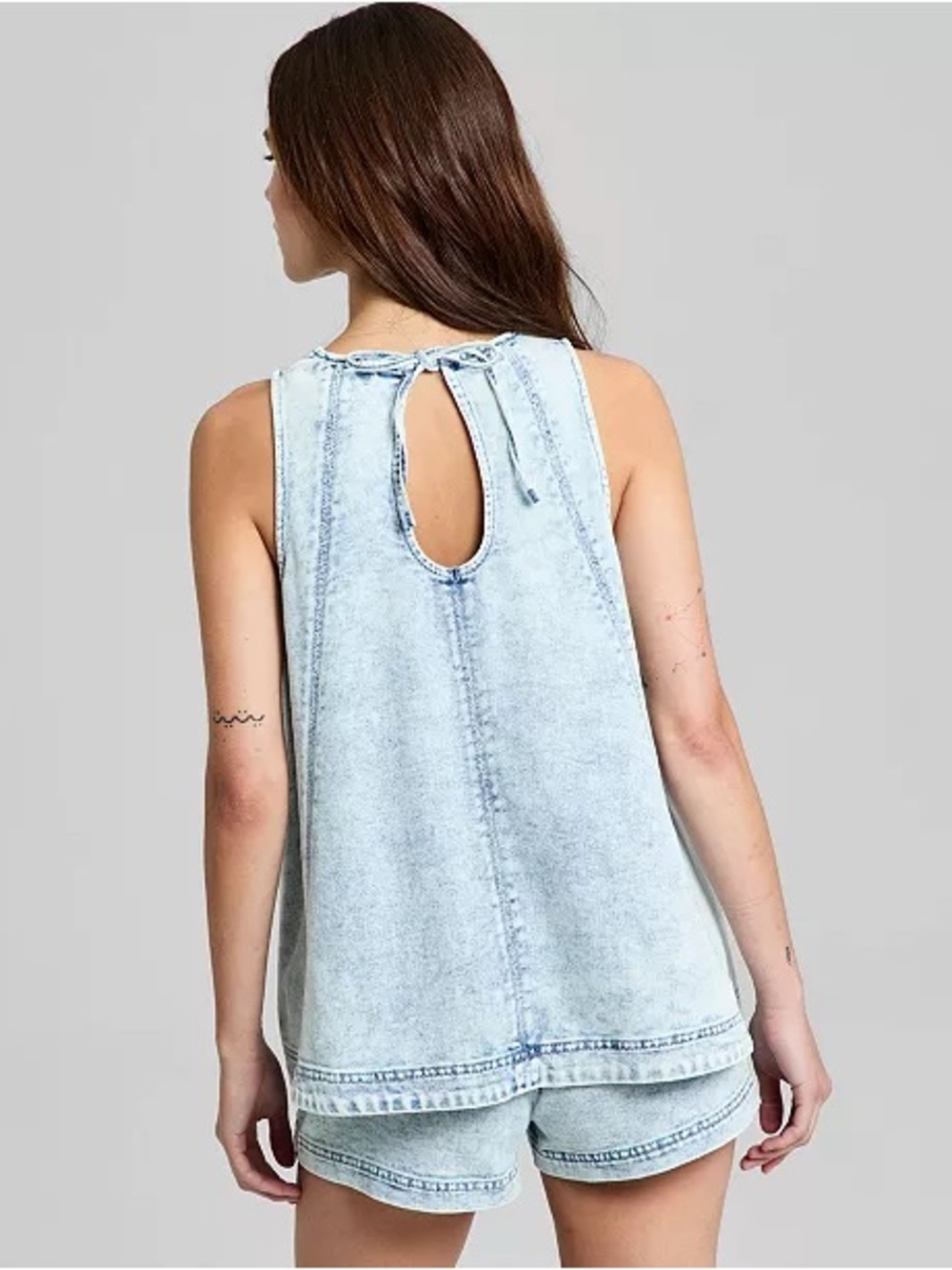 052- And Now This Blue Denim Denim Sleeveless Tunic Top Size XXS - Picture 3 of 3